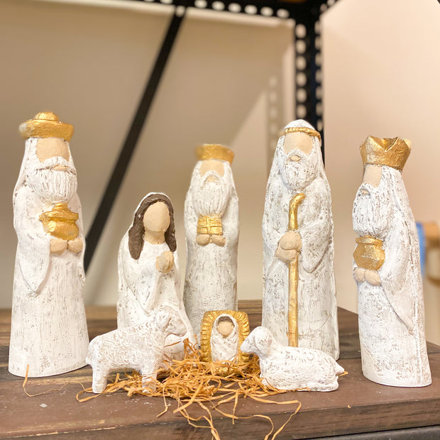 8"H Hand-Painted Resin Nativity