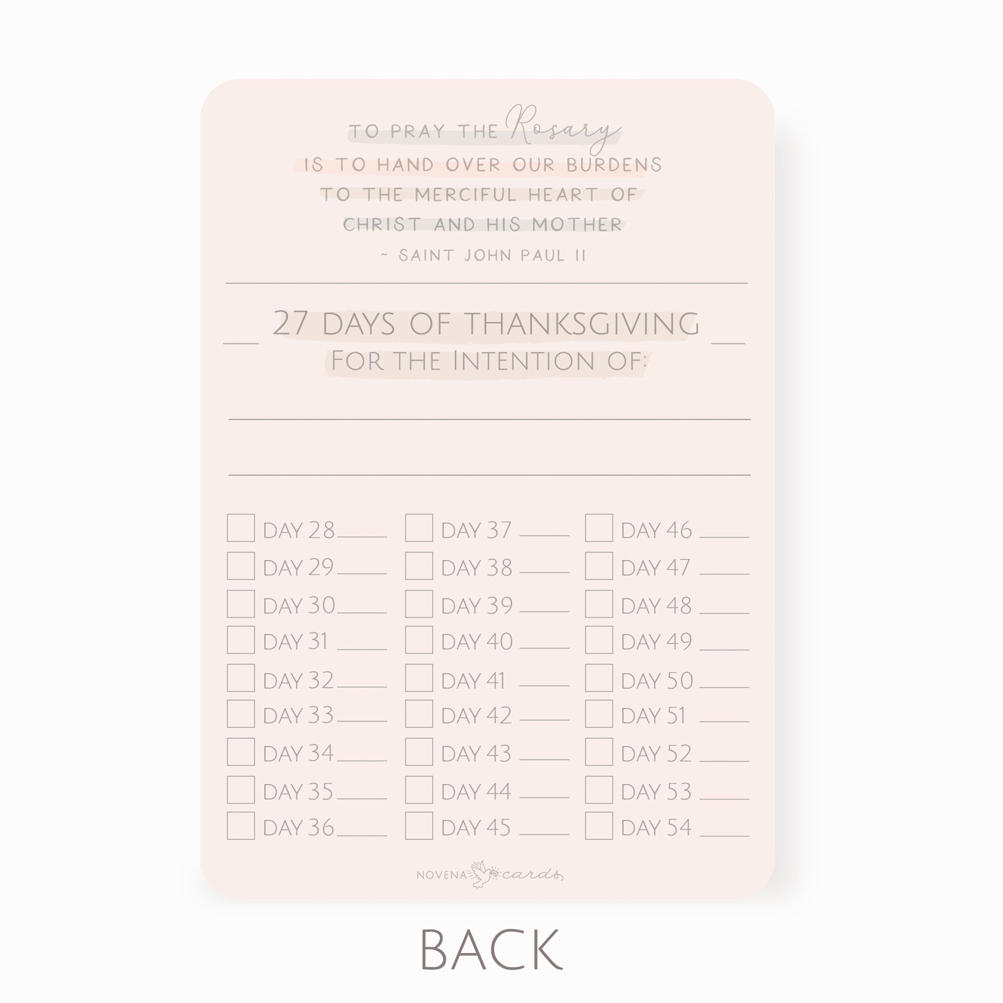 54 Day Novena Checklist - Blank Checkboxes