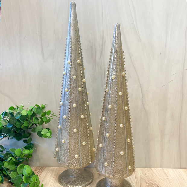 18" Silver Mercury Glass Pearl Trees