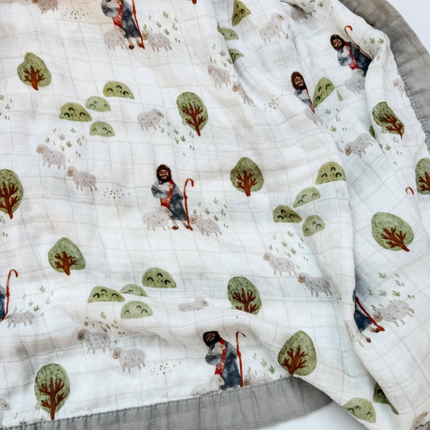 Catholic Luxury Double Sided Muslin Blanket - The Lord is my Shepherd