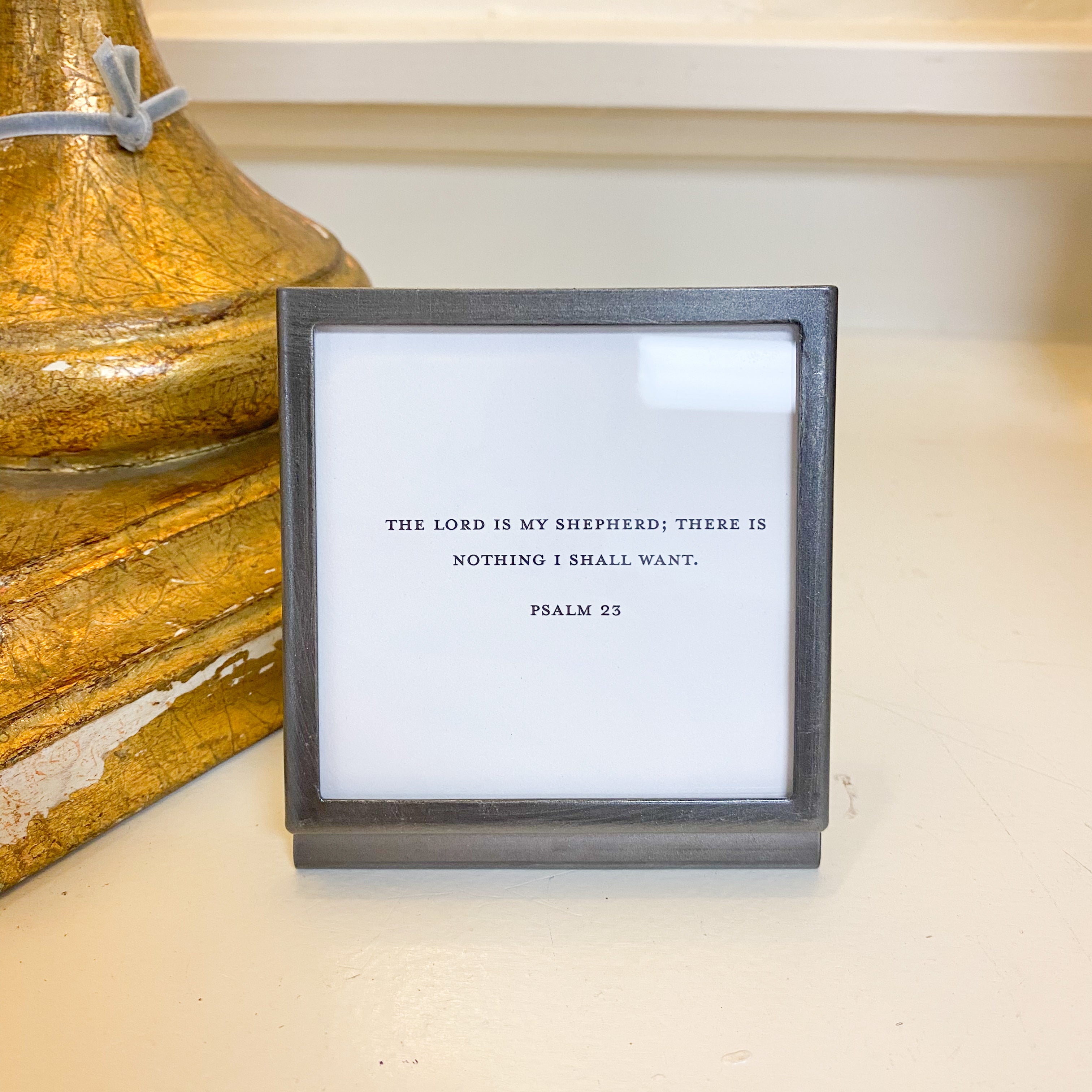 Metal and Glass Frame with Easel and Saying - Gray