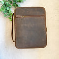 Leather Bible Cover w/Internal Compartments & Handle