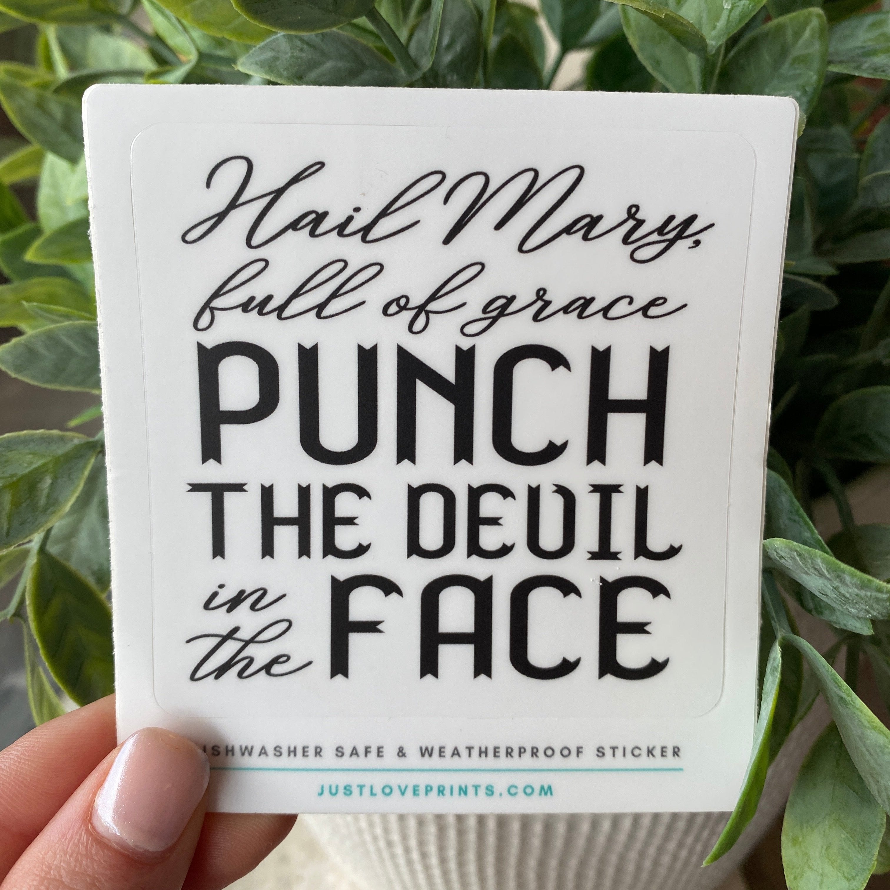 Punch the Devil in the Face Vinyl Sticker