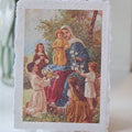 Mama Mary and the Children on Deckled-edge Handmade Paper Sacred Art Print
