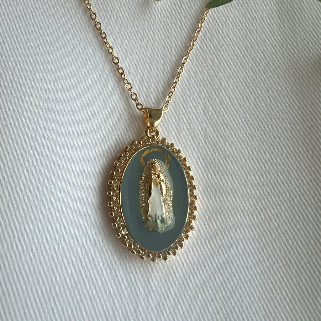 Miraculous Medal in Blue Necklace