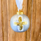 Round Christmas Ball Ornament w/Cross, Asst