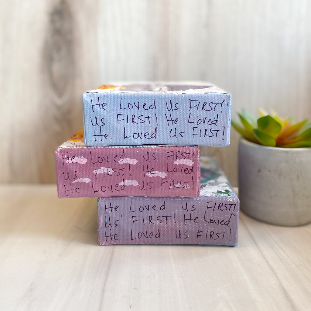"He Loved Us First" Original Canvas Art Blocks Series #17, 18, 19, 21, 23, 24