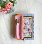 Vegan Leather Pen Pouch - Pink and Orange