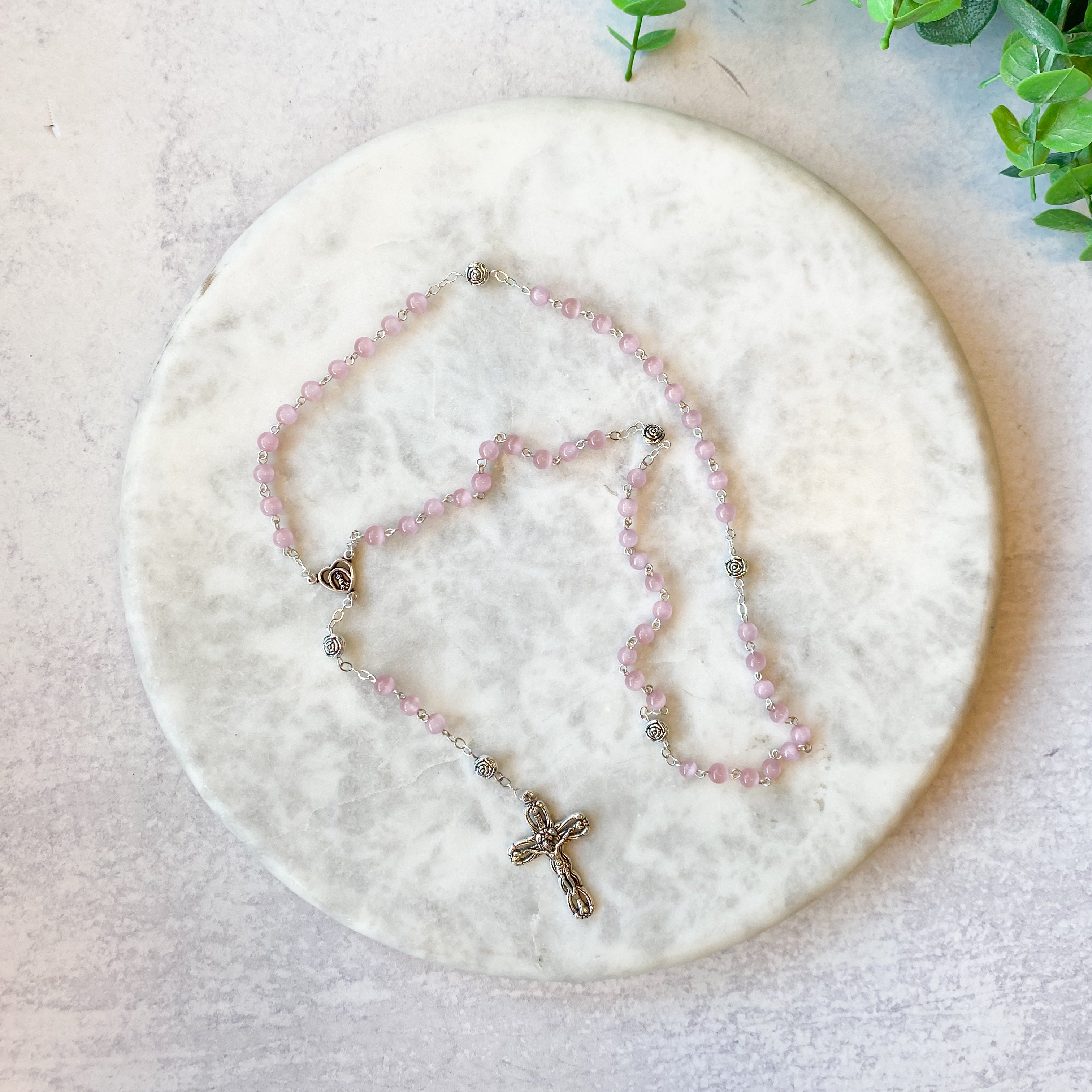 Pink Rosary with Roses from Fatima