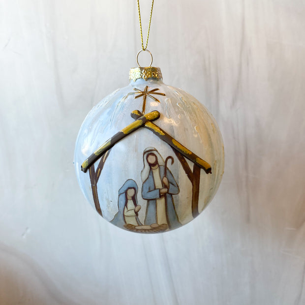 Glass Ornament with Holy Family