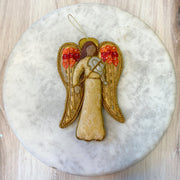Angel Ornament, 4 Asst, Fabric/Beads, 6"