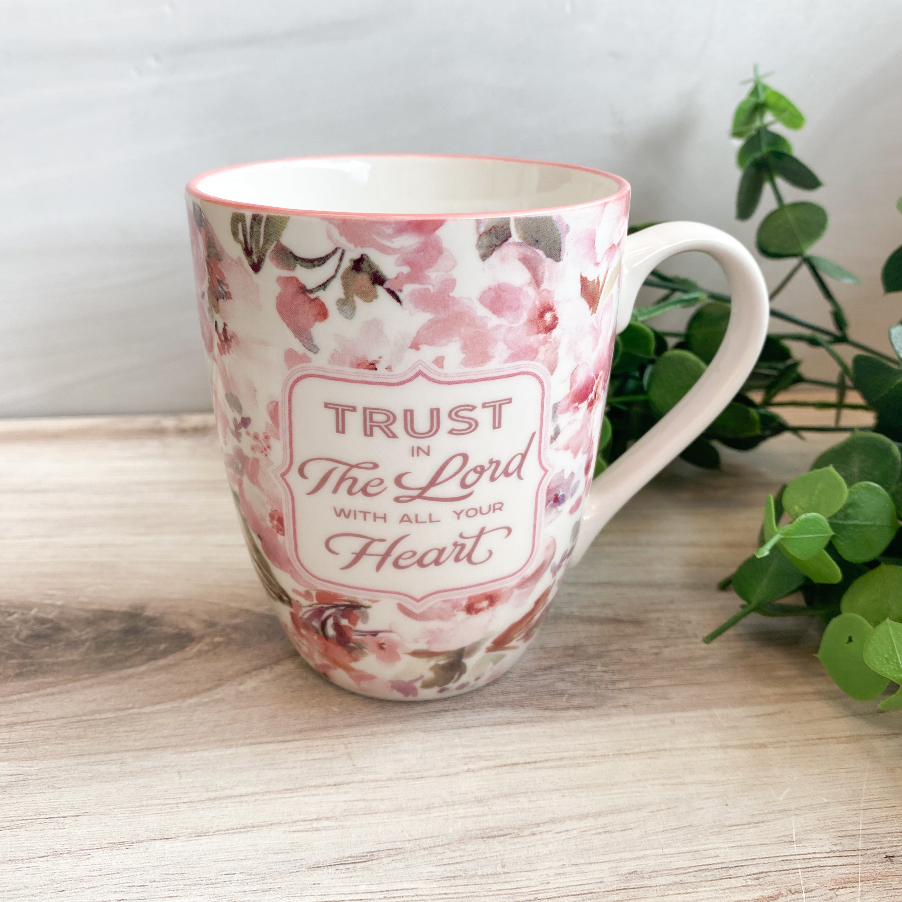 Mug Coral Floral Trust in the Lord Prov. 3:5-6