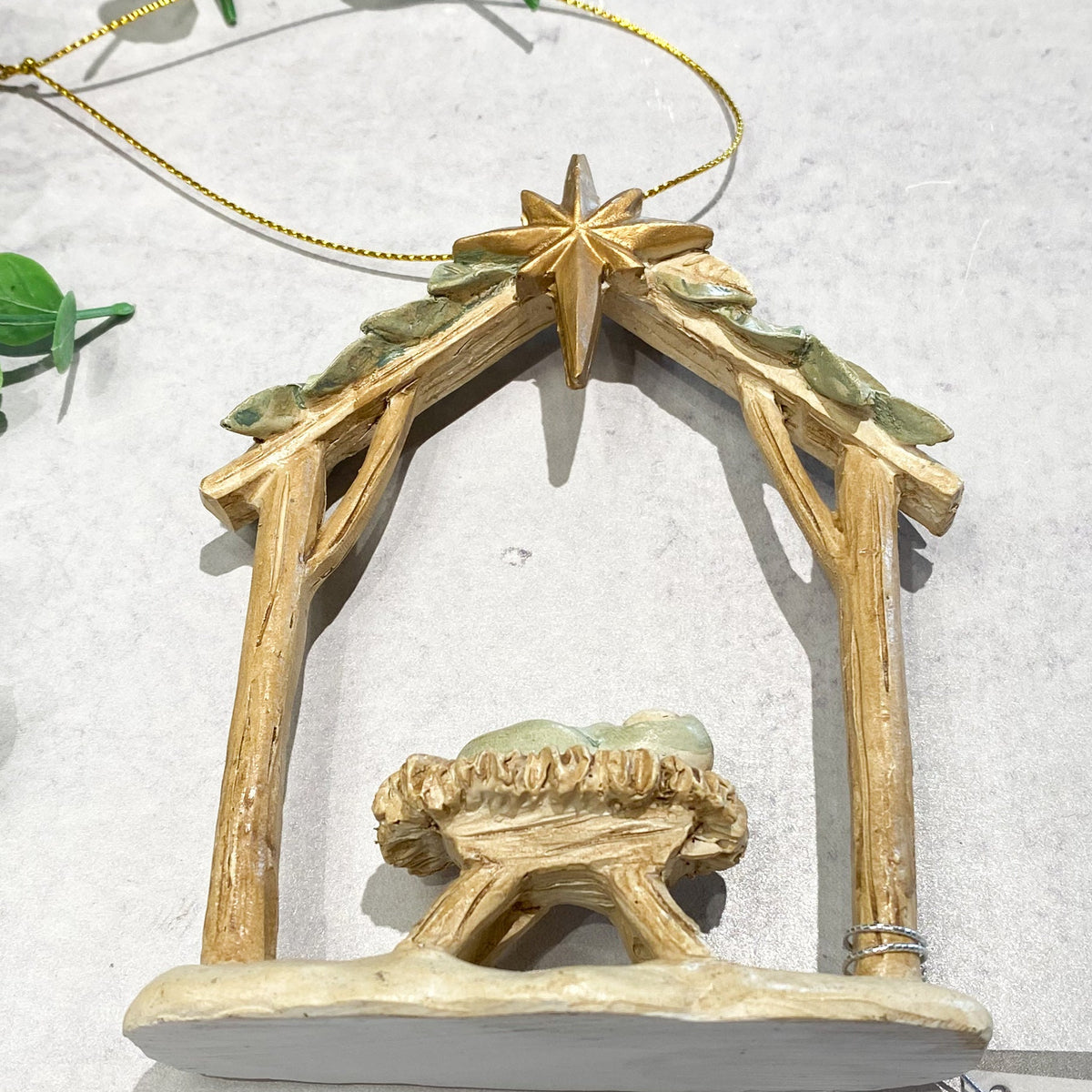 Baby Jesus in Manger Ornament Resin