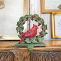 Set of 2 Resin Cardinal & Wreath Stocking Holders