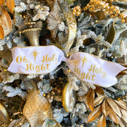 4"x5yds Velvet Gold Embroidery O Holy Night, Winter White