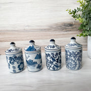 Hand-Painted Stoneware Spice Jar w/ Pattern, 4 Styles