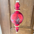 Ornament Red With Pinecones Greenery & Gold Accents (3 shapes)
