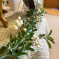 60 Inch Glittered Leaf Garland w/ White Berries