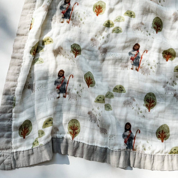 Catholic Luxury Double Sided Muslin Blanket - The Lord is my Shepherd