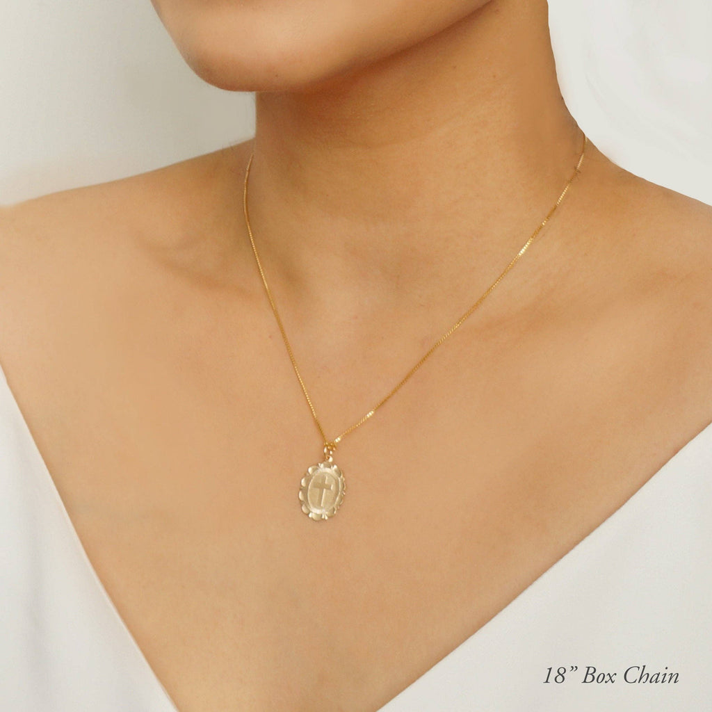 Cross Coin Medallion Necklace (Monet) in 14K Gold Fill