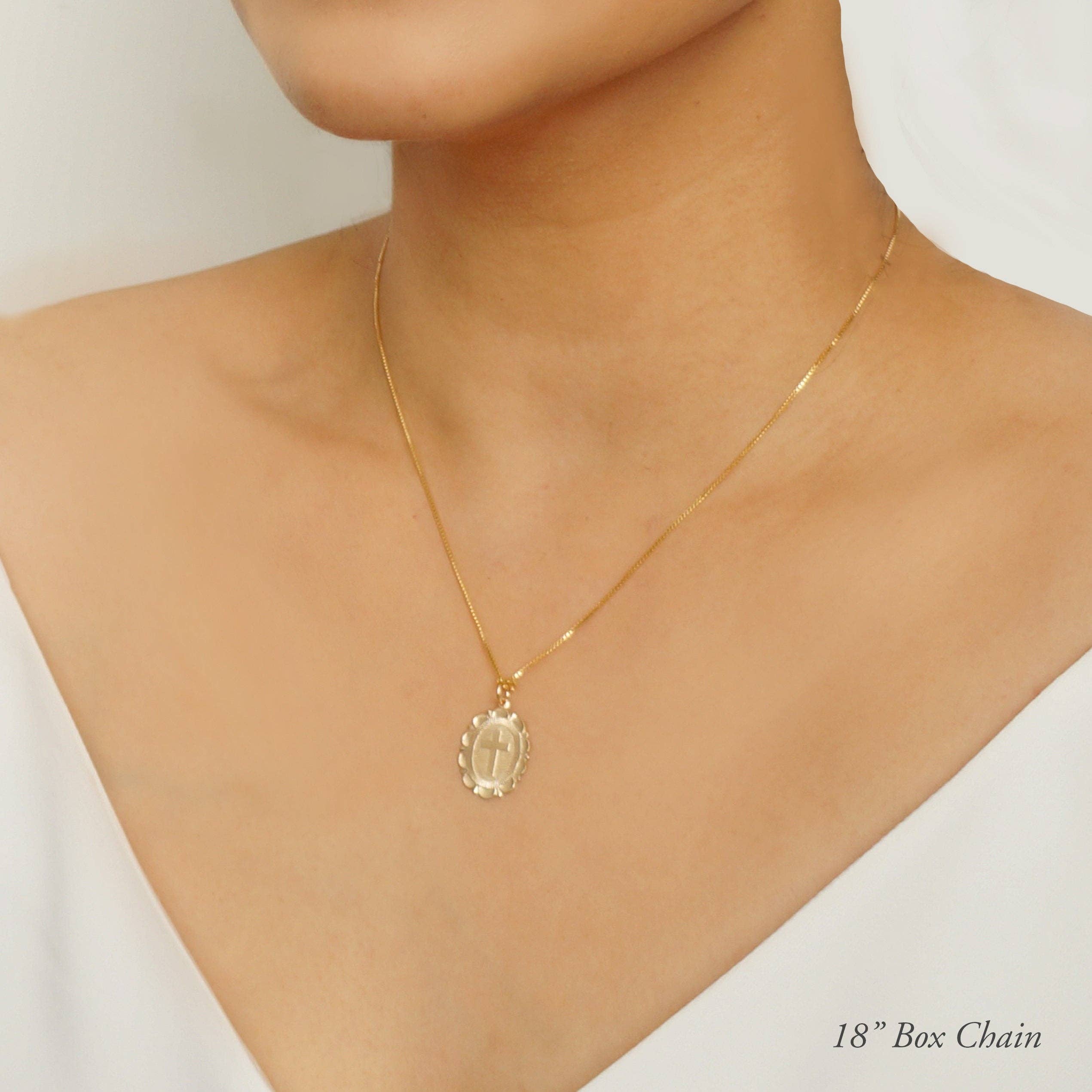 Cross Coin Medallion Necklace (Monet) in 14K Gold Fill