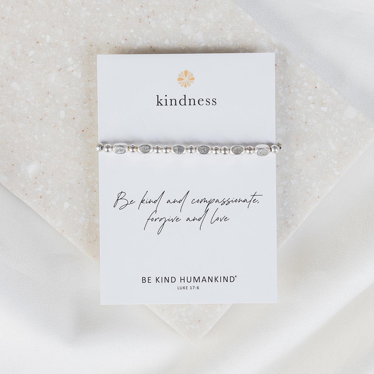 Kind Morse Code - Silver-Tone Metal Beads