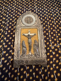 Antique French Crucifixion on Metal Easel