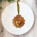 4" Round Sacred Heart Tin Ornament