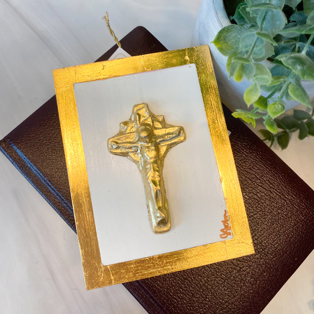 Gold leaf Cross 4x5 Wall Plaque