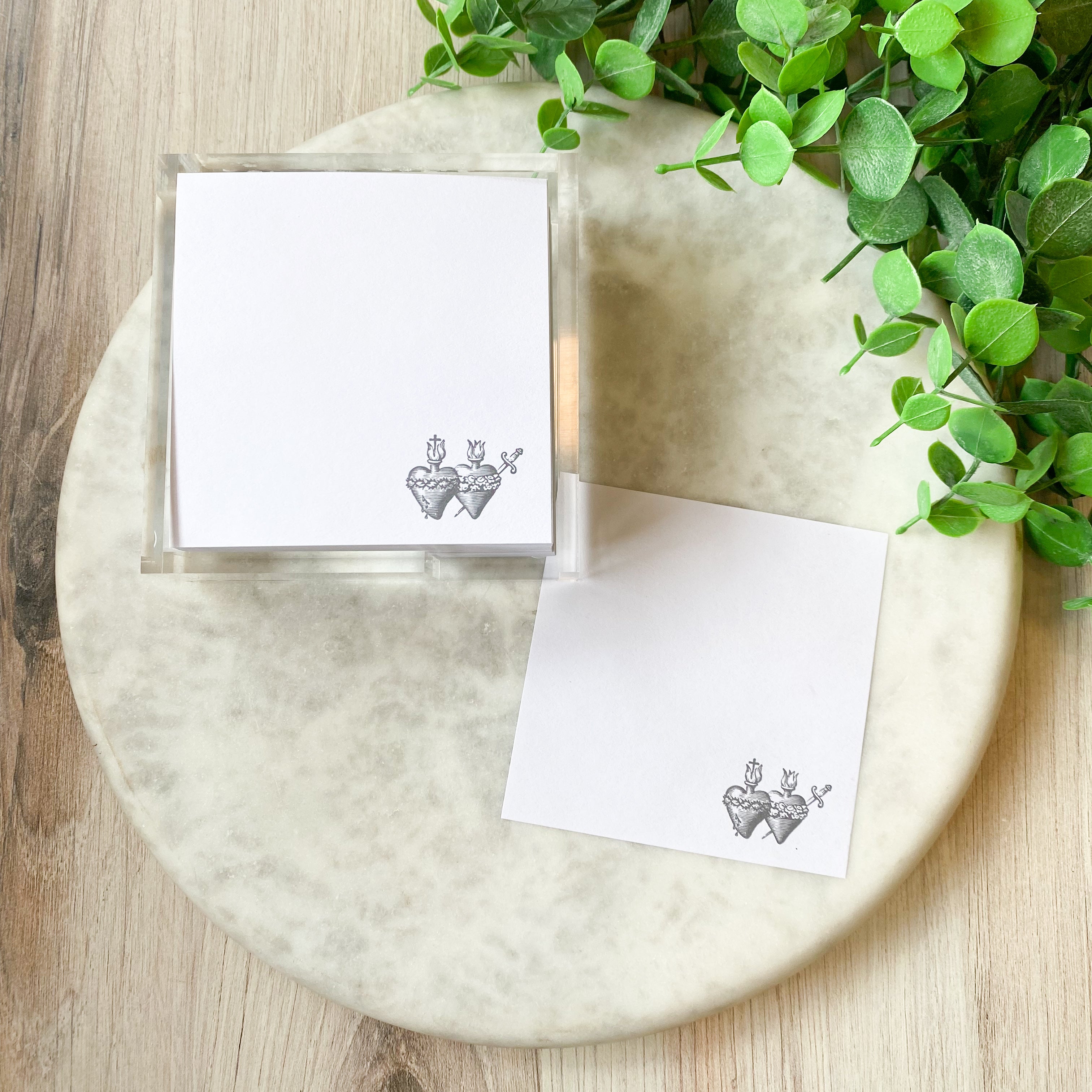 Sacred & Immaculate Hearts Square Acrylic Note Cube