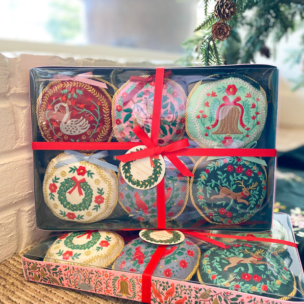 Christmastide Embroidered Ornament Set of 6