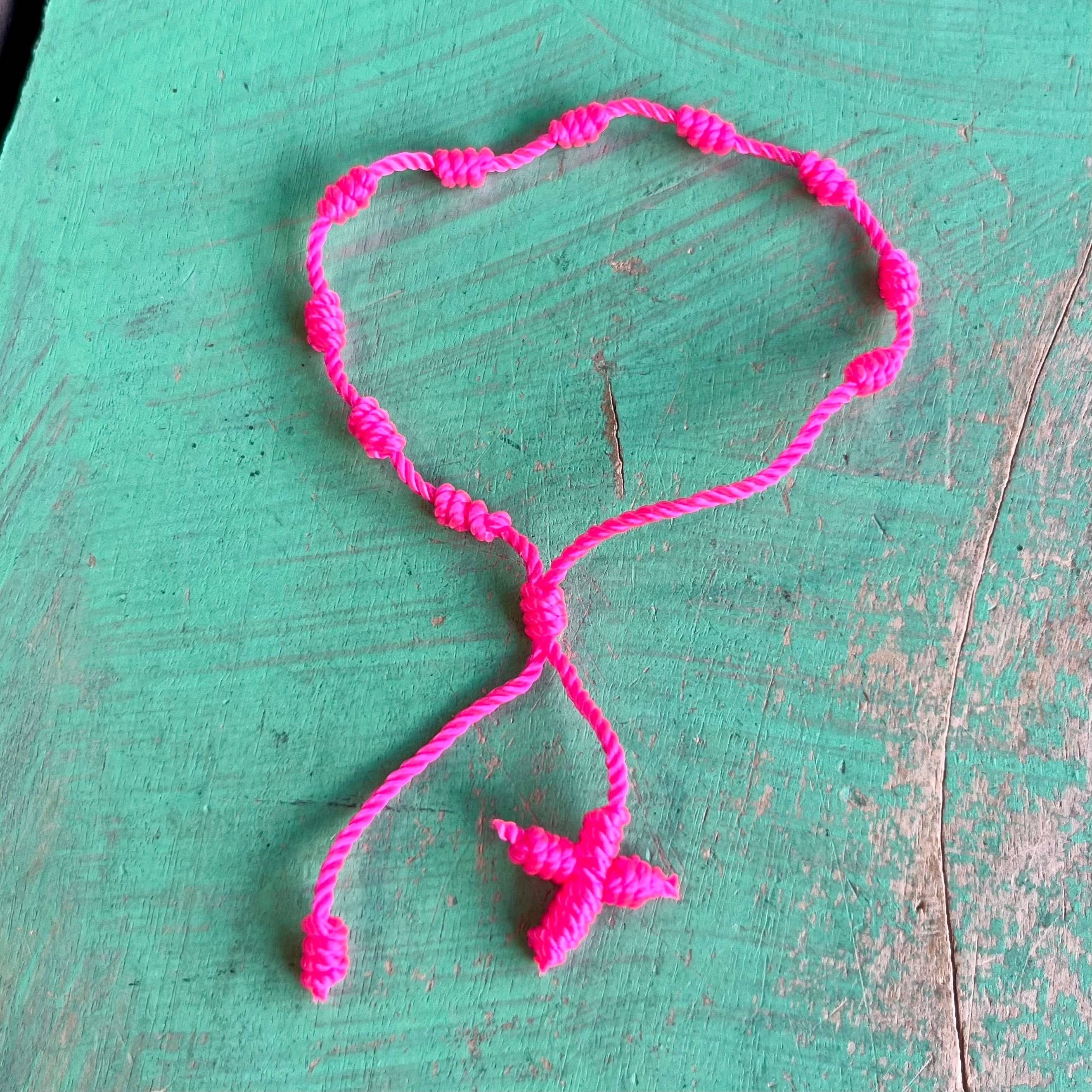 Knotted Cord Rosary Decade Adjustable Bracelet