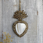 Hanging Ex-voto gold & bone heart