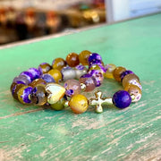 Purple and Gold Faith Bracelet