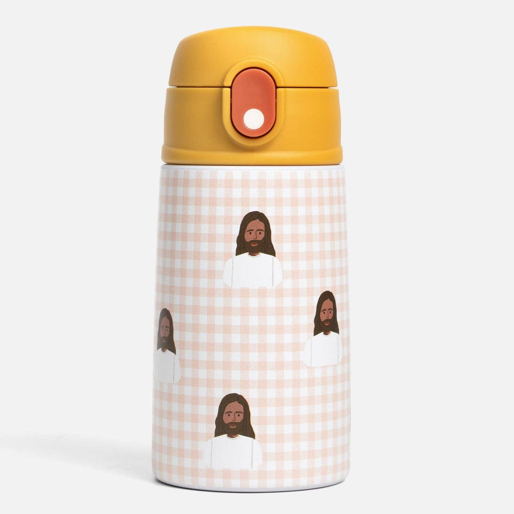 Pink Gingham Jesus Water Bottle – 13.5oz Stainless Steel
