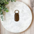 Louisiana Leather Embossed Keychain Dark Brown 1.35x2.55