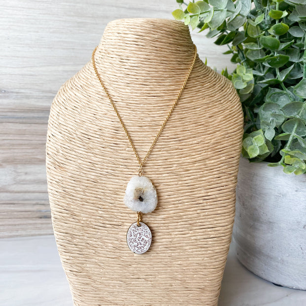 Alpha and Omega Necklace with Geode