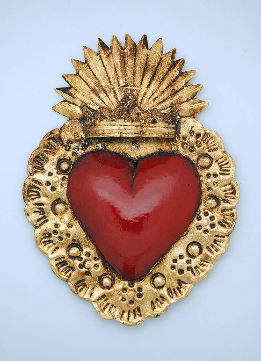 MXAL-H3- Mexican Tin Heart, w/ Crown