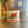 Ivory Linen Cardinal with Pinecone and Eucalyptus Ribbon