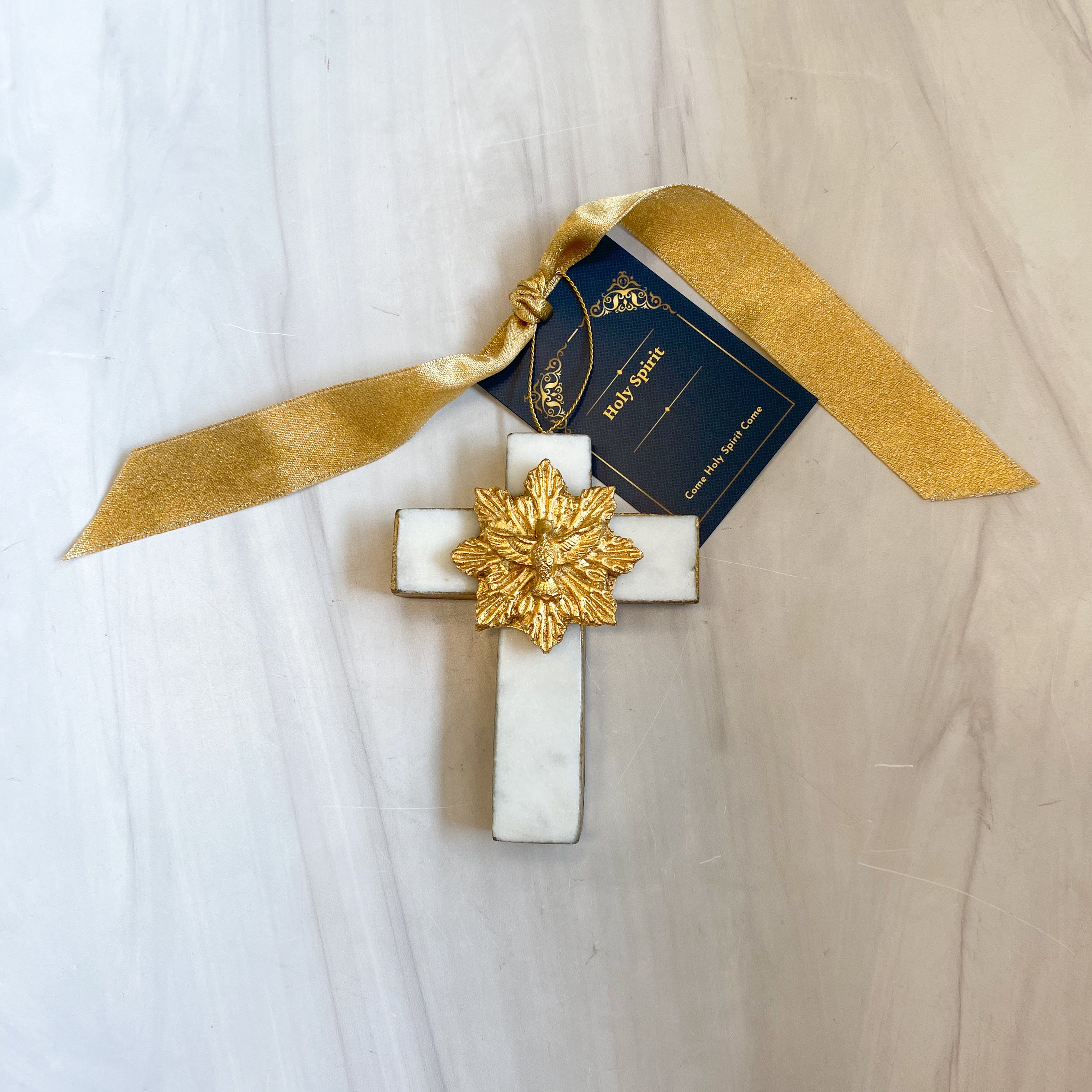 Marble Cross with Holy Spirit