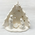 Stoneware Holy Family with Tree & Cut-Outs 5.75"x5.75"