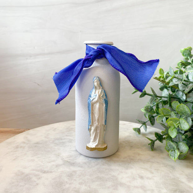 Small White Vase with Mary