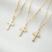 Tiny Cross Necklace in 14K Gold Fill (Jada)