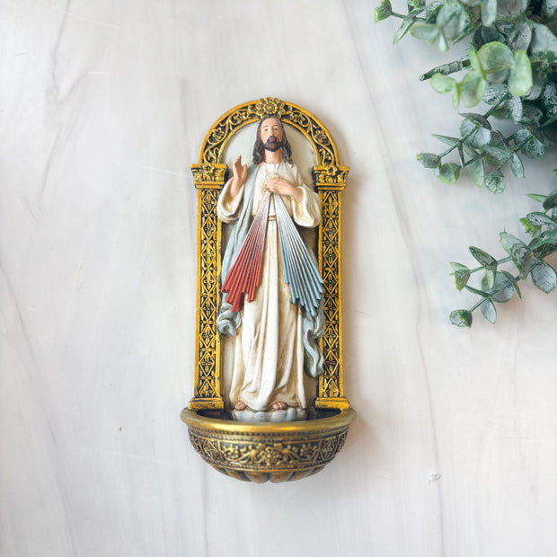 7.25" Divine Mercy Holy Water Font