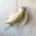 7-1/2"L Wool Felt Dove Ornament w Banner "Peace On Earth"