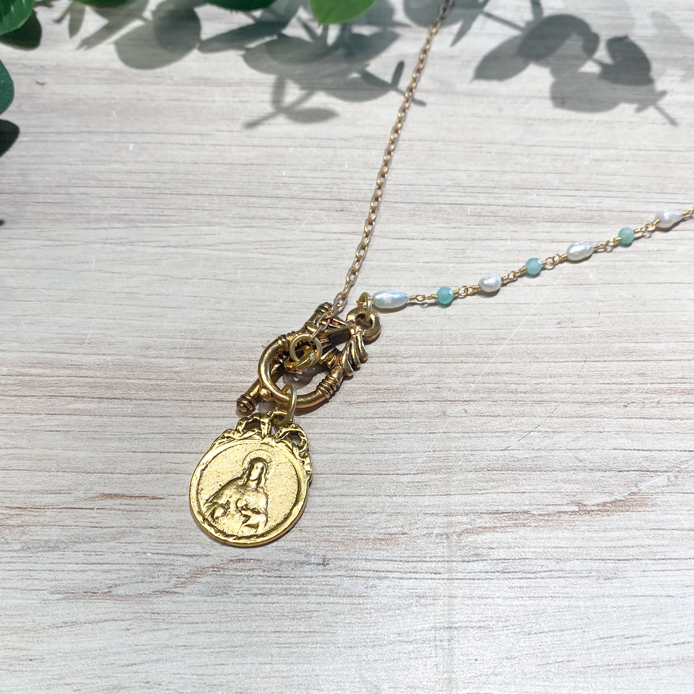 Vintage Gold Scapular Medal Necklace