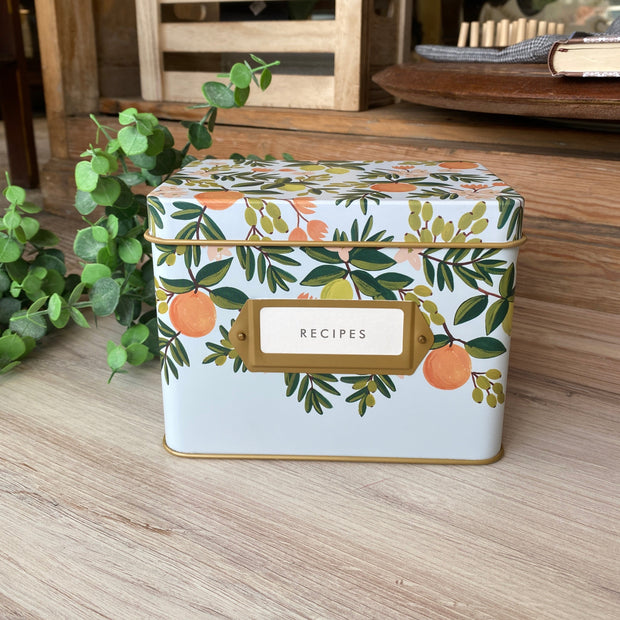 Citrus Floral Tin Recipe Box