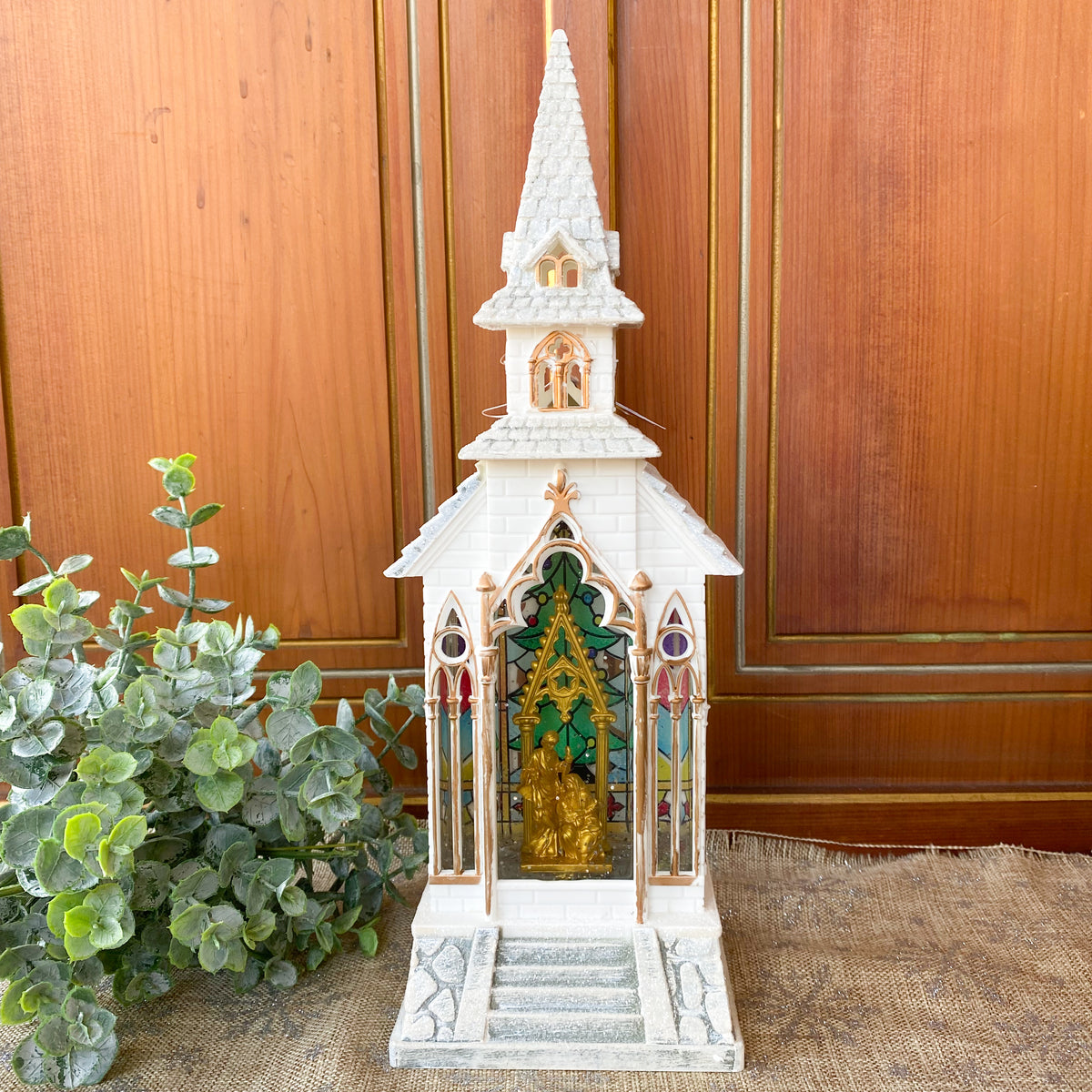 13" Holy Family Lighted Water Church