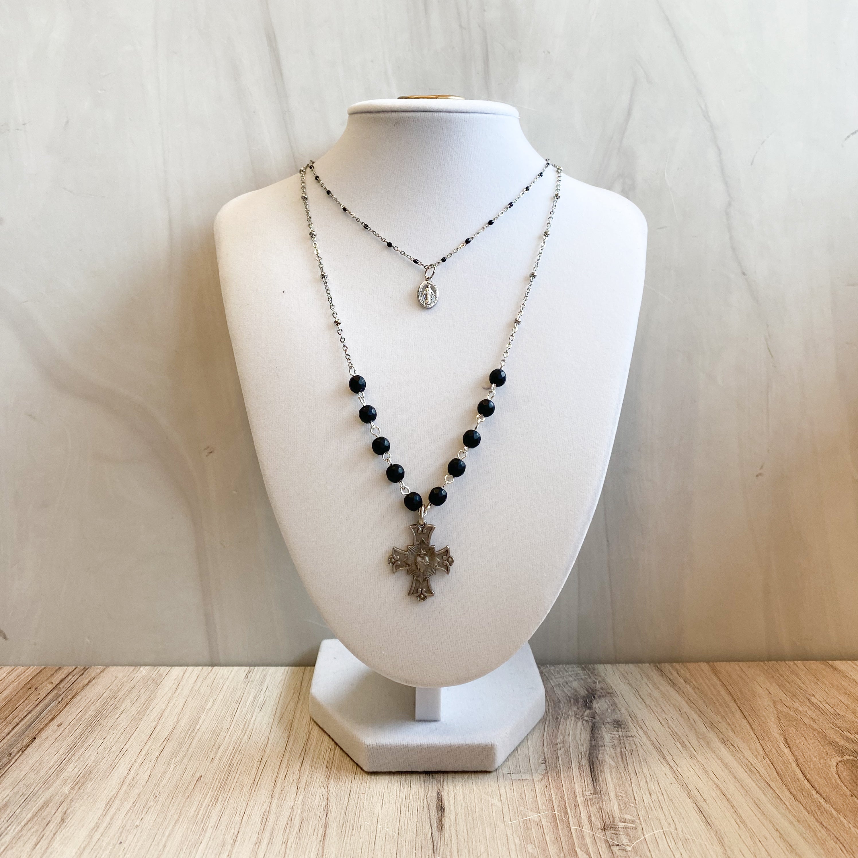 Sacred Heart and Miraculous Double Chain Necklace
