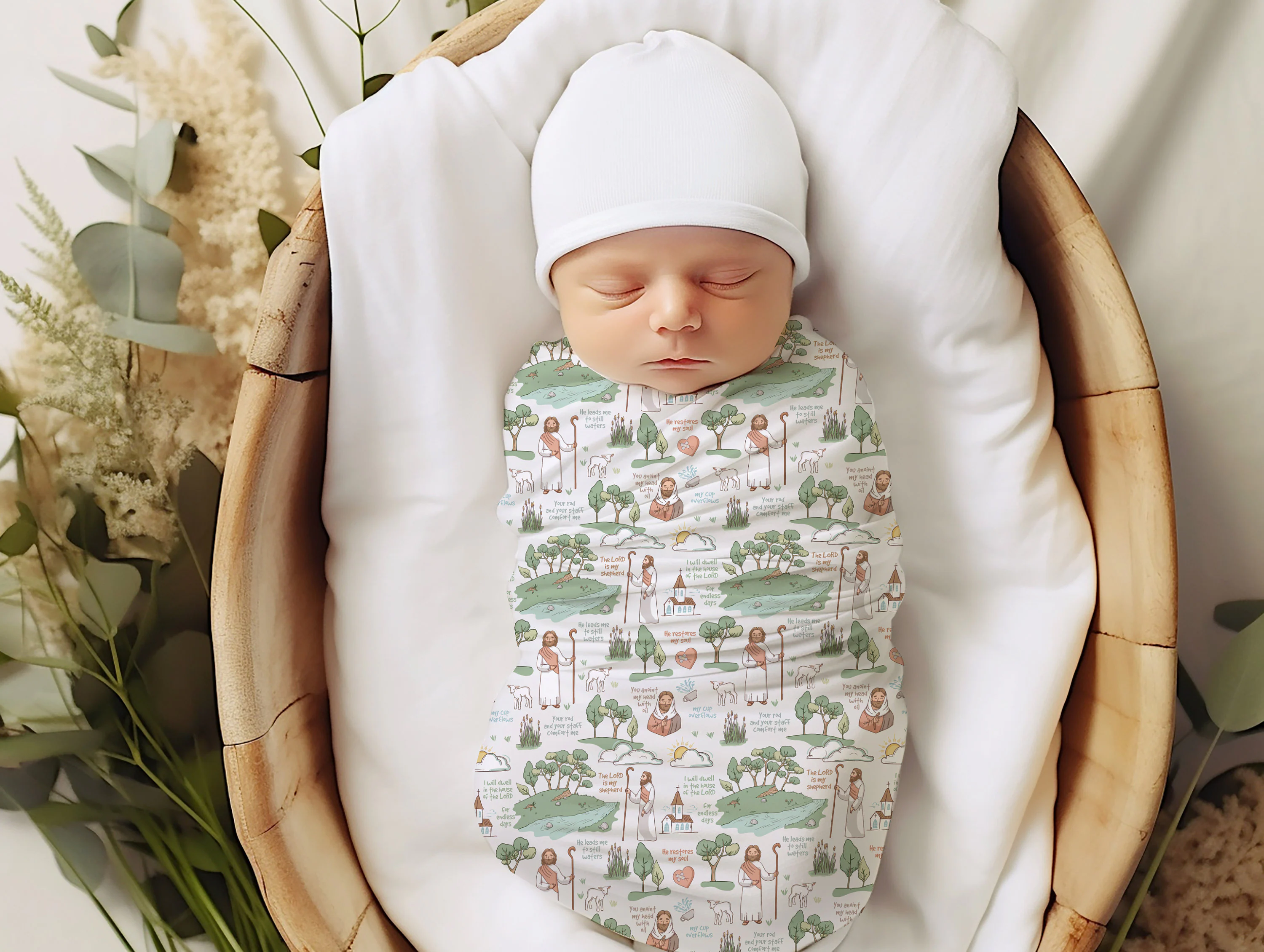 The Good Shepherd Muslin Deluxe Swaddle I Catholic Gift